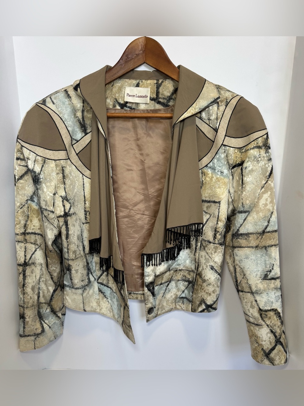 Vintage 80s Pierre Lamonte Abstract "Art to Wear" Cropped Blazer Jacket